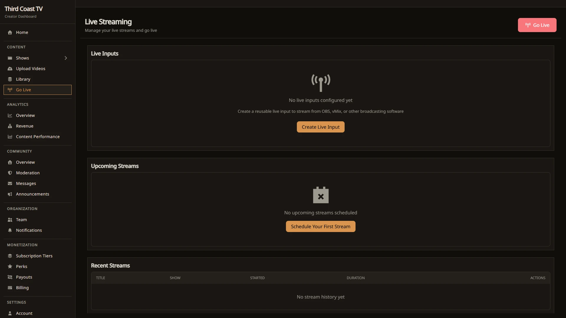 The live dashboard