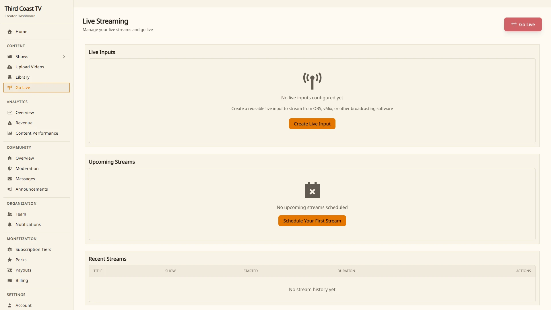 The live dashboard