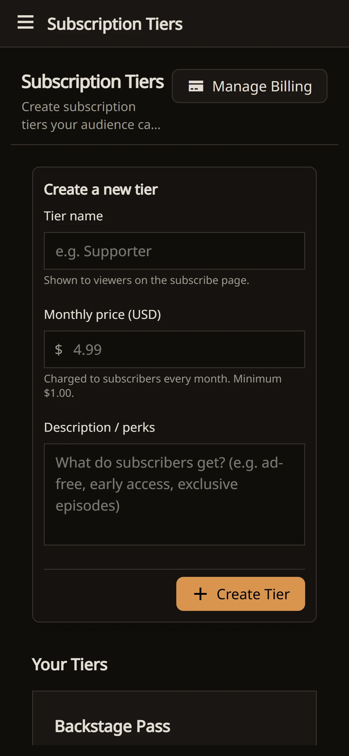 Set your own prices on mobile