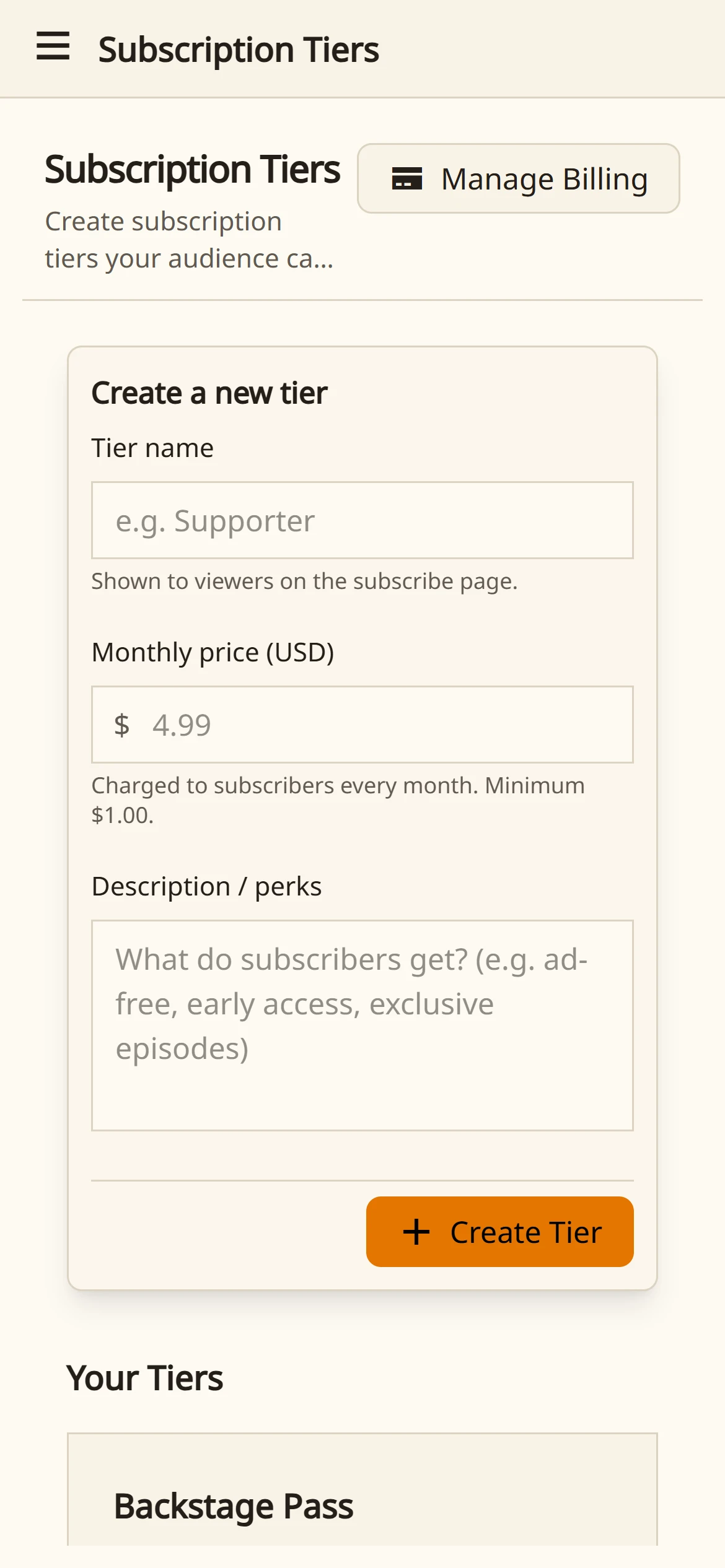 Set your own prices on mobile